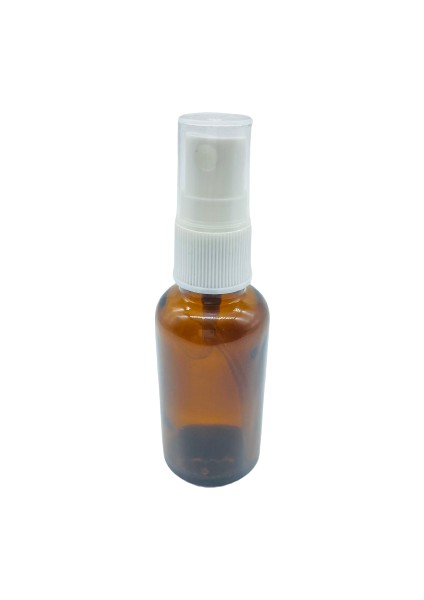 Cam Amber Şişe Sprey Başlıklı Beyaz Kapak 30 ml 10'lu