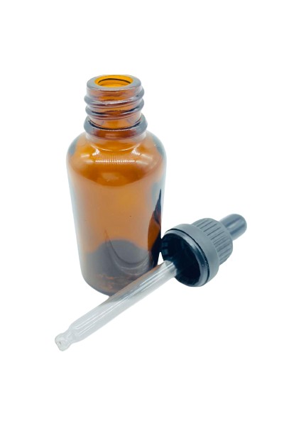 Cam Amber Şişe Top Uç Cam Damlalık Kırılır Kapak Siyah 30 ml 10'lu