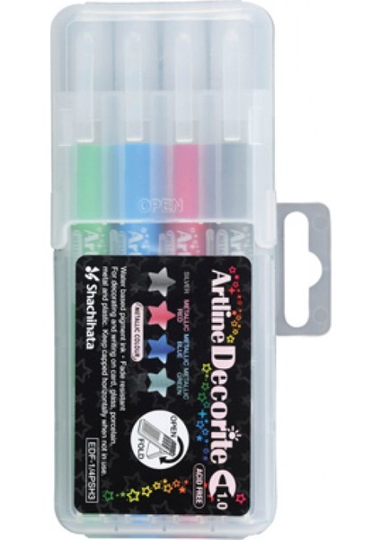 EDF14PSH3 Decorite Metallic Renk 1.0 mm 4'lü Marker Kalem