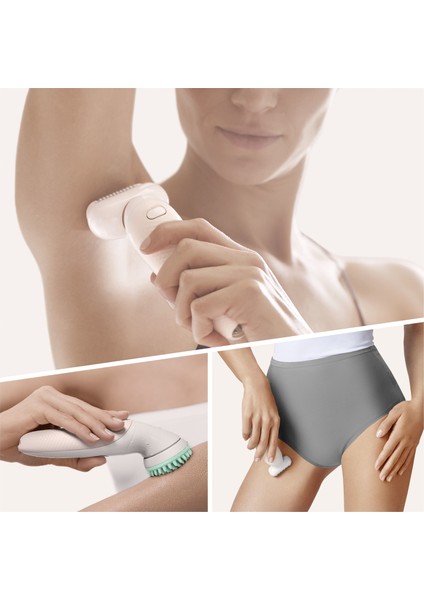 Silk-épil 9 Flex 9020 SensoSmart Kablosuz Islak & Kuru Kullanım 7 Ek Parçalı 3'ü 1 Arada Epilatör