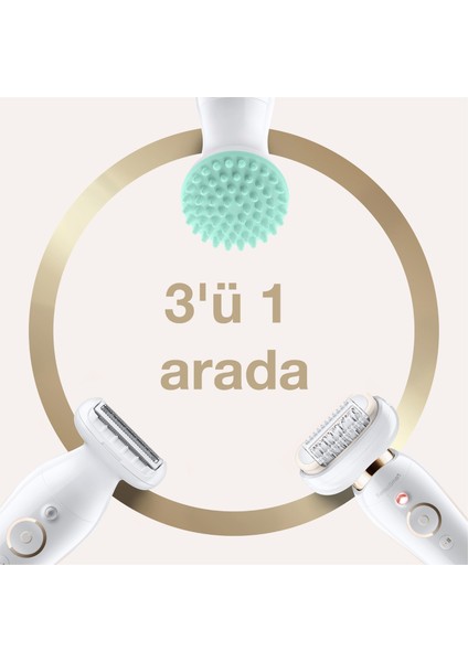 Silk-épil 9 Flex 9020 SensoSmart Kablosuz Islak & Kuru Kullanım 7 Ek Parçalı 3'ü 1 Arada Epilatör