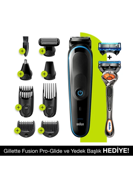 MGK 5280 Şarjlı Erkek Bakım Kiti 9in1  Kablosuz Şekillendirici + Gillette Fusion ProGlide