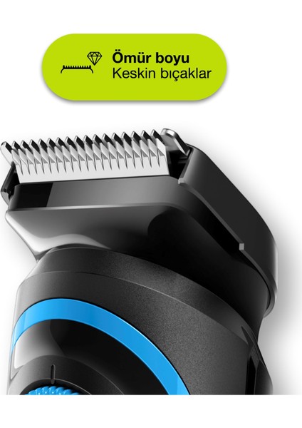 BT 5240 Şarjlı Saç&Sakal Şekillendirici AutoSence, Kablosuz - Siyah/Mavi + Gillette Fusion ProGlide