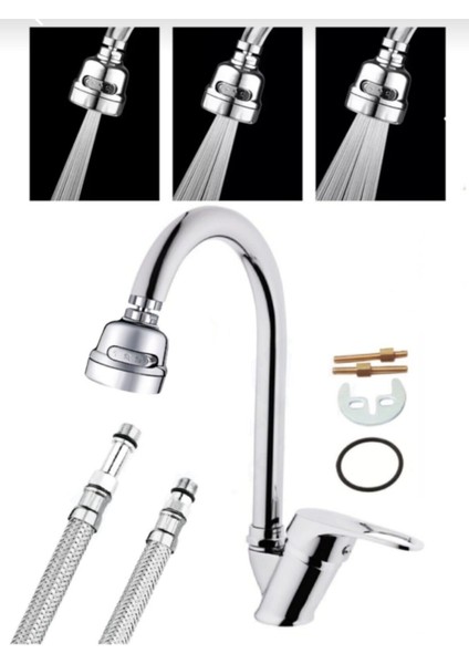 3 Fonksiyonlu Sıcak Soğuk Girişli Baston Borulu Evye 144 Mega