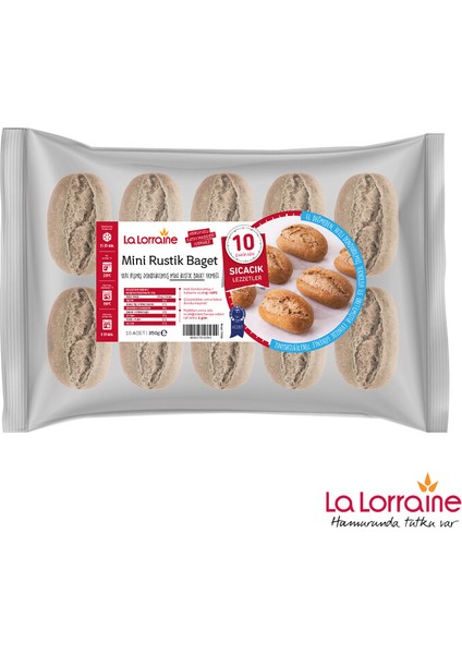 Dondurulmuş La Lorraine Mini Rustik Baget Ekmek 10'lu
