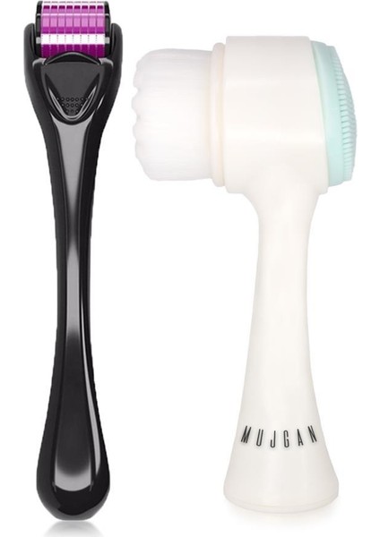 Dermaroller Titanyum Uçlu Cilt Yenileme Aleti 0.5 mm + Cilt Temizleme Fırçası
