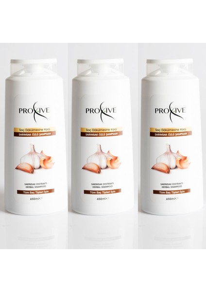 Proxıve Tuzsuz Parabensiz Silikonsuz Boyasız Sarımsak Özlü Şampuan 3 x 650 ml