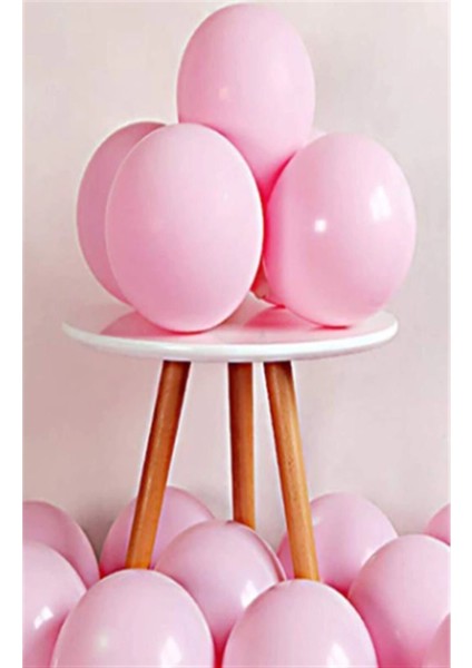 Pembe Makaron Pastel Balon 10 Adet