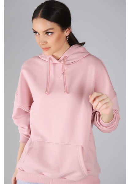 Sweetness Kadın Pudra Kapüşonlu Sweatshirt