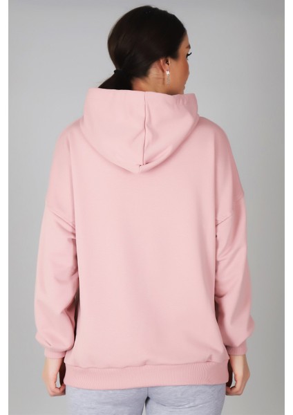 Sweetness Kadın Pudra Kapüşonlu Sweatshirt fırsatları