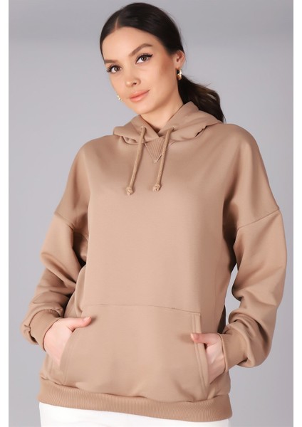 Sweetness Kadın Bej Kapüşonlu Sweatshirt fiyatları