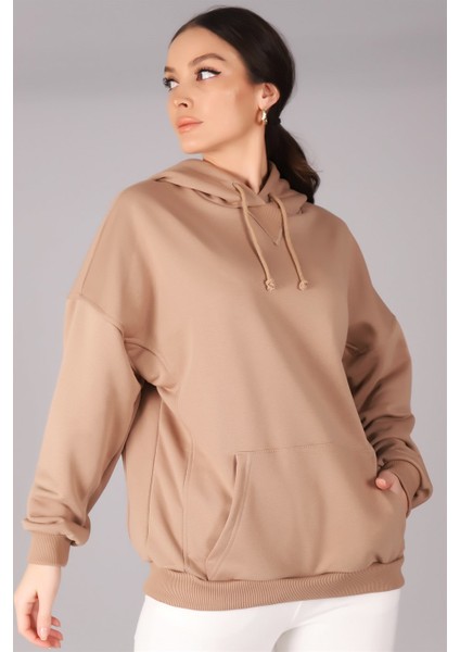 Sweetness Kadın Bej Kapüşonlu Sweatshirt modelleri