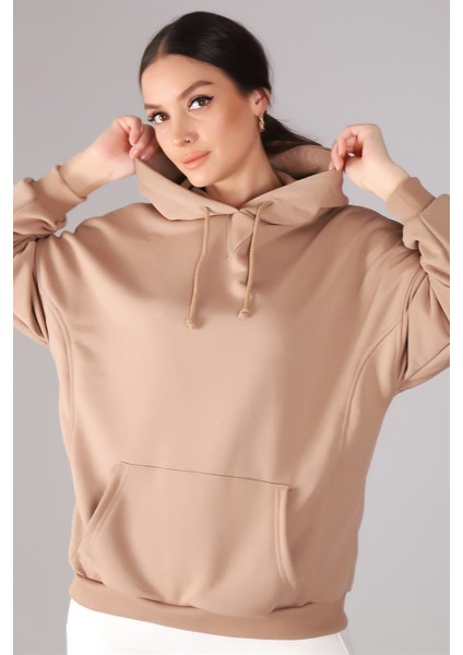 Sweetness Kadın Bej Kapüşonlu Sweatshirt fırsatları