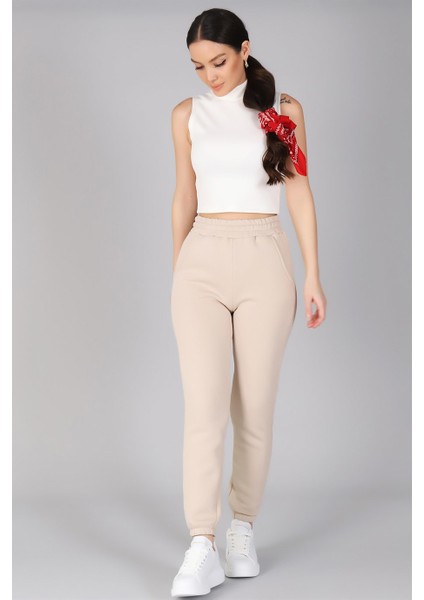 Sweetness Kadın Açık Bej Paçası Lastikli Eşofman Altı modelleri