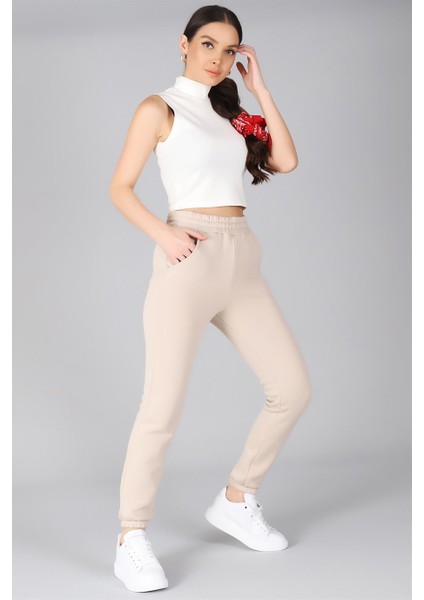 Sweetness Kadın Açık Bej Paçası Lastikli Eşofman Altı fırsatları