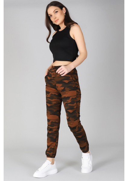Sweetness Kadın Kahve Paçası Lastikli Kamuflaj Desenli Eşofman Altı fiyatları
