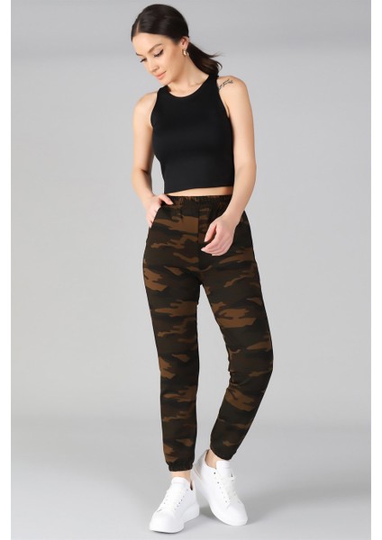 Sweetness Kadın Yeşil Paçası Lastikli Kamuflaj Desenli Eşofman Altı indirimleri