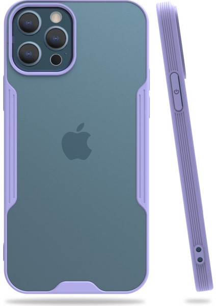 Apple iPhone 12 Pro Max Kılıf Kamera Korumalı Arkası Mat Silikon - Lila