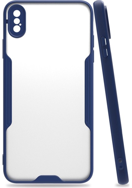 Apple iPhone Xs Max Kılıf Kamera Korumalı Arkası Mat Silikon - Lacivert