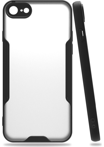 Apple iPhone 7 Kılıf Kamera Korumalı Arkası Mat Silikon - Siyah