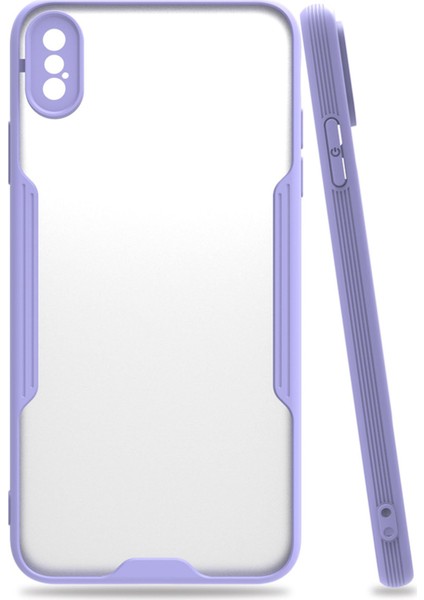 Apple iPhone Xs Max Kılıf Kamera Korumalı Arkası Mat Silikon - Lila
