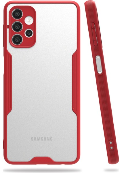Samsung Galaxy A52 Kılıf Kamera Korumalı Arkası Mat Silikon - Kırmızı