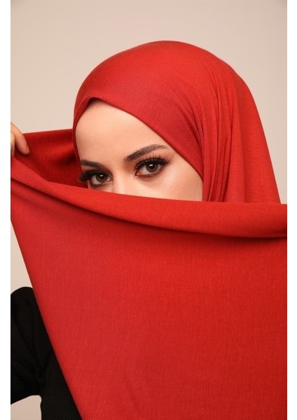 Viskon Pamuk Penye Şal - Kırmızı