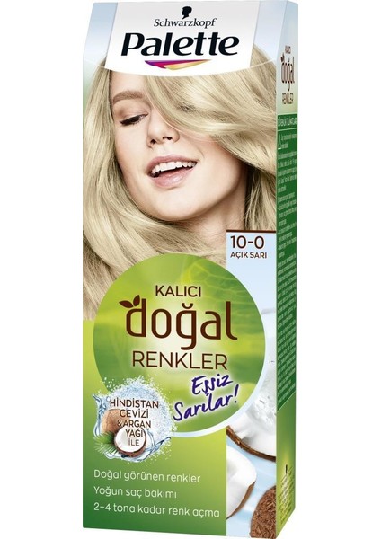Kalıcı Doğal Renkler Saç Boyası 10-0 Açık Sarı X 2 Adet
