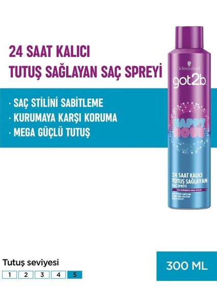 Happy Hour 24 Saat Kalıcı Tutuş Sağlayan Sprey 300 ML