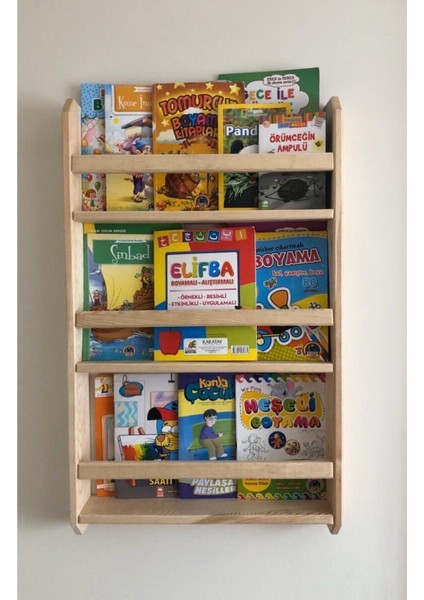 Ahşap Montessori Ahşap Duvar Rafı Dekoratif Raf 90X60X8CM