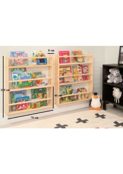 Doğal Ahşap Renk Montessori Kitaplık Çocuk Bebek Odası Duvar Rafı Ahşap Kitaplık Raf 1 Adet 105 cm fiyatları