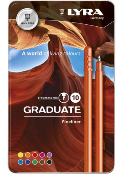 6771100 Graduate Fineliner Kalem Seti 0.5 mm 10 Renk