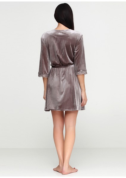 Kadın Kadife Sabahlık Dantelli Kısa fiyatları