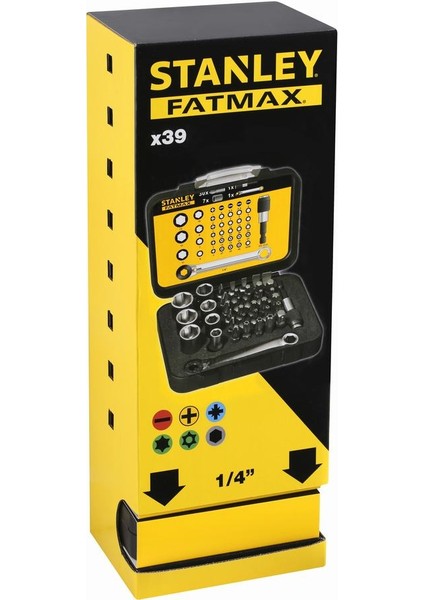 1-13-907 Fatmax 39'lu ¼ Bits + Lokma Seti Manyetik Tutucu ve Cırcır Kollu