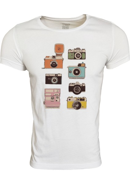 Unisex Slim Fit Beyaz Ön Dijital Baskılı T-Shirt