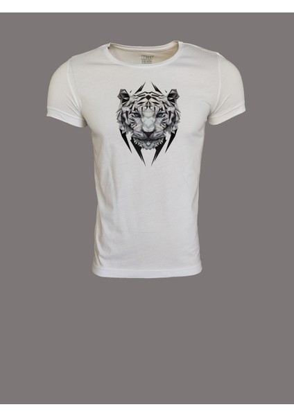 Unisex Slim Fit Beyaz Ön Dijital Baskılı T-Shirt