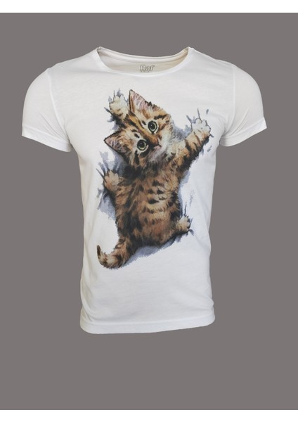 Unisex Slim Fit Beyaz Ön Dijital Baskılı T-Shirt