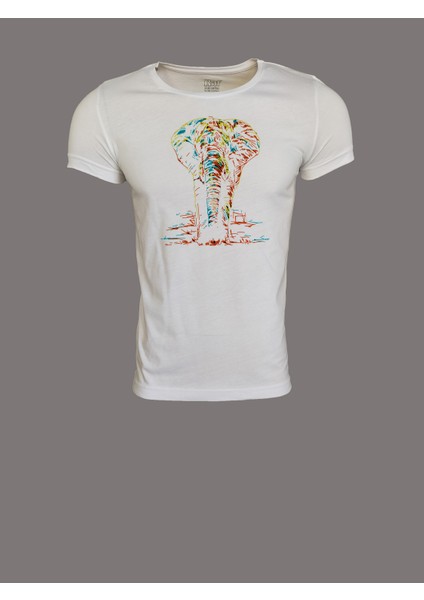Unisex Slim Fit Beyaz Ön Dijital Baskılı T-Shirt