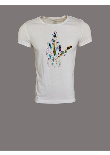 Unisex Slim Fit Beyaz Ön Dijital Baskılı T-Shirt