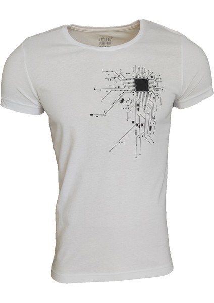 Unisex Slim Fit Beyaz Ön Dijital Baskılı T-Shirt