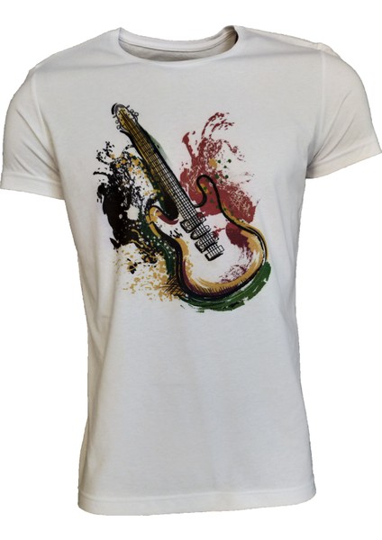 Unisex Slim Fit Beyaz Ön Dijital Baskılı T-Shirt