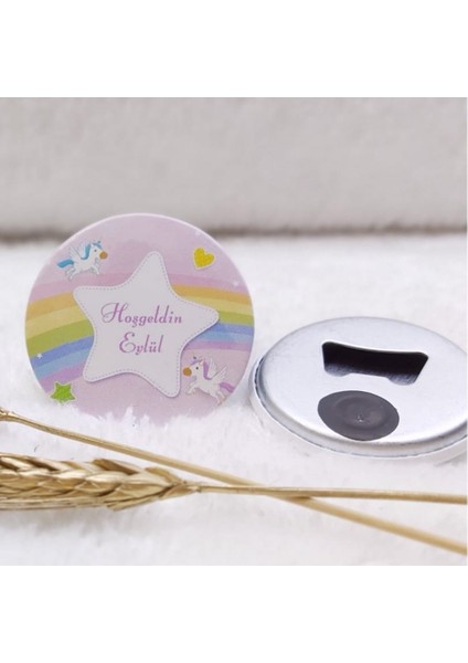 30 Adet Bebek Magneti Buton Açacak Magnet Unicorn Uv Baskılı