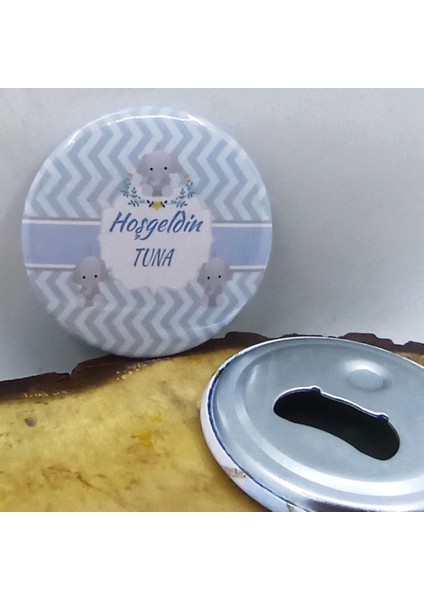 10 Adet Fil Konspet Baby Shower Partisi Baskılı Metal Magnet Açacak 58 mm Bebek Doğum Si