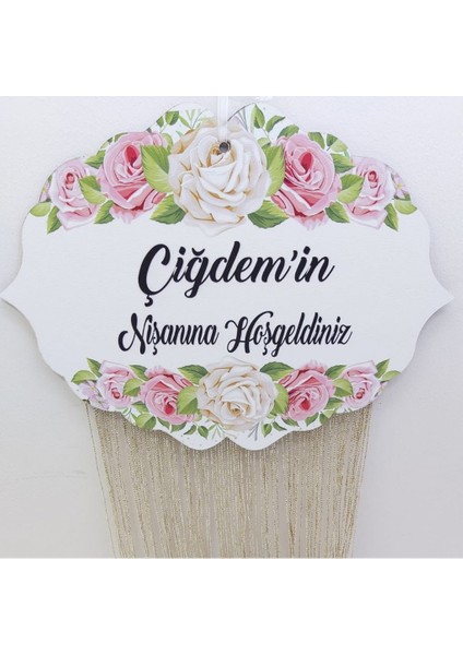 Ahşap Yandan Desenli Nişan Kapı Süsü Uv Baskı