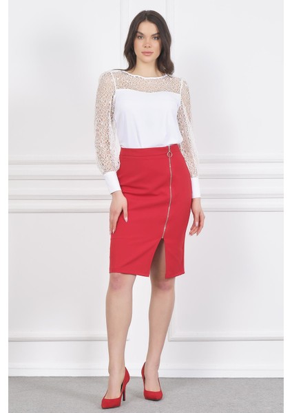 Önü Fermuarlı Etek modelleri