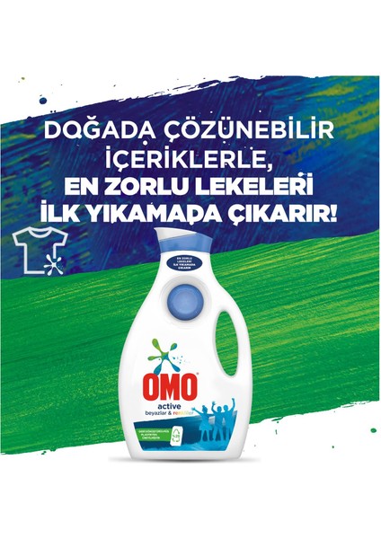 Sıvı Çamaşır Deterjanı Active Beyazlar ve Renkliler İçin 1950 ML 30 Yıkama