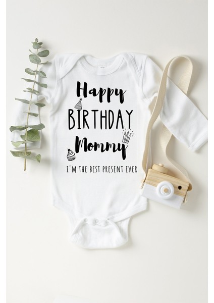 Doğum Günün Kutlu Olsun Anneciğim Uzun Kol Çıtçıtlı Bebek Body