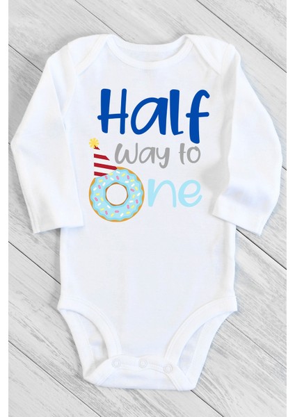 Erkek Bebek Beyaz Half Way One Çıtçıtlı