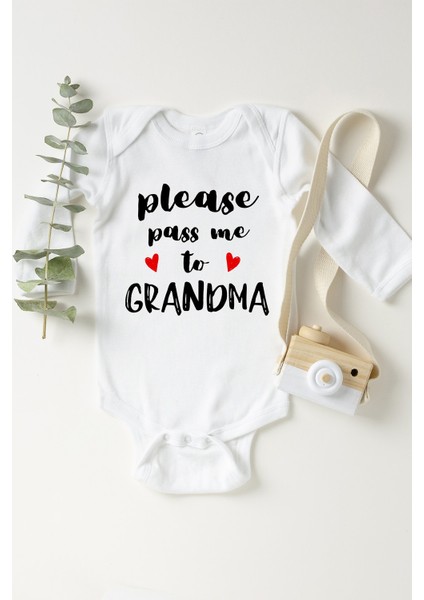 Bebek Beyaz Pass Me To Grandma Çıtçıtlı Body