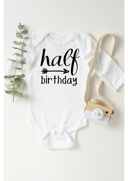 Bebek Beyaz Half Birthday Çıtçıtlı Body